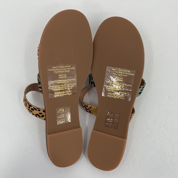 Madewell Ilana Calf Hair leopard print triple strap flat slide sandal shoe new 7 - Picture 6 of 6